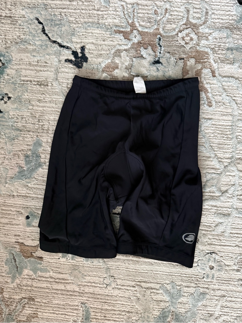 Womens Performance Black Padded Cycling Shorts w/ drawstring Size Medium